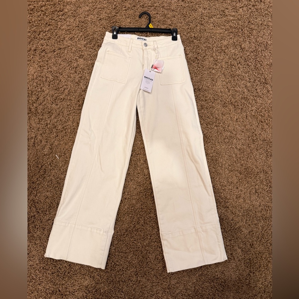 Bayeas Cream Wide-Leg Women Jeans